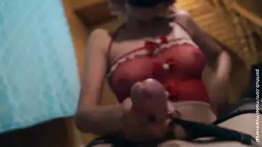 Sensual pegging. I lick the foot of Femboy and fuck him with a strapon