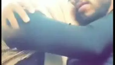 Short Desi mms clip of Indian gal caught sucking lover's dick in car