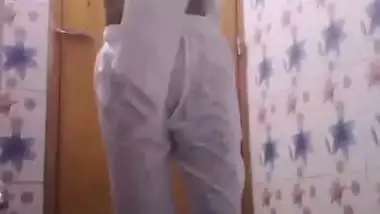 Bhabhi in bathroom baths and fingers cunt in horny mood
