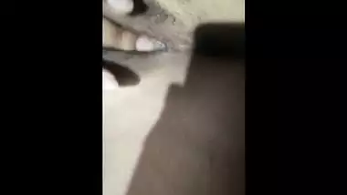 Girl from India discovers big XXX boobs and hairy sex opening on camera