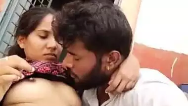 Desi XXX wife shows off boobs that are licked by her husband outdoors