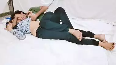 Husband caresses his cute Desi wife eager to have XXX on the floor