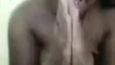 Desi female takes bra off discovering her XXX round jugs for online fan