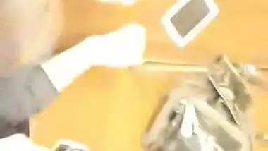 Girlfriend giving handjob in college to her boyfriend