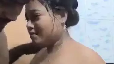 Pervert enjoys bathroom sex with his big boob GF