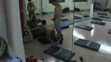 Desi hot wife seduced by muscular gym instructor and riding him in gym