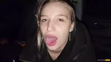 My stepsister couldn't wait to get home and sucked my dick in car!
