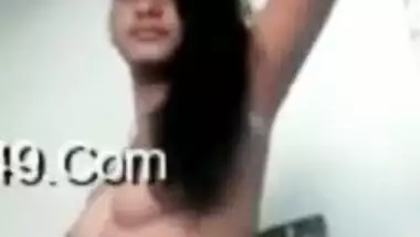 Sexy college girl showing her boobs and pussy