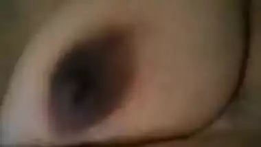 Girl can't fall asleep so she films porn video where she plays with Desi tits