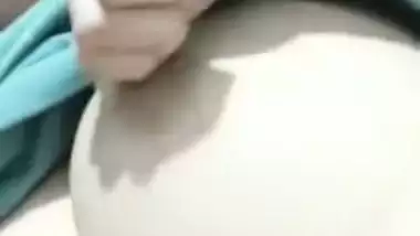 Cute girl huge boobs playing viral selfie video