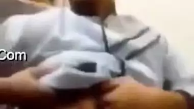Desi shop assistant lets horny lover touch her gorgeous XXX boobs