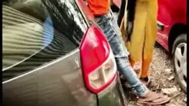 Girl caught making out with lover outdoor by car in Desi mms video