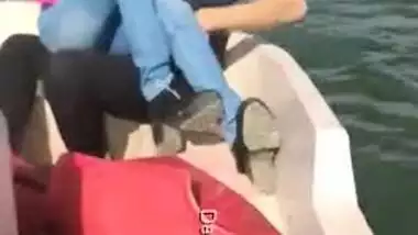 Excited Desi couple shares XXX kisses on boat being in mood for sex