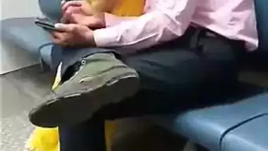 Young Desi couple shares XXX kisses in metro on way to place for chudai